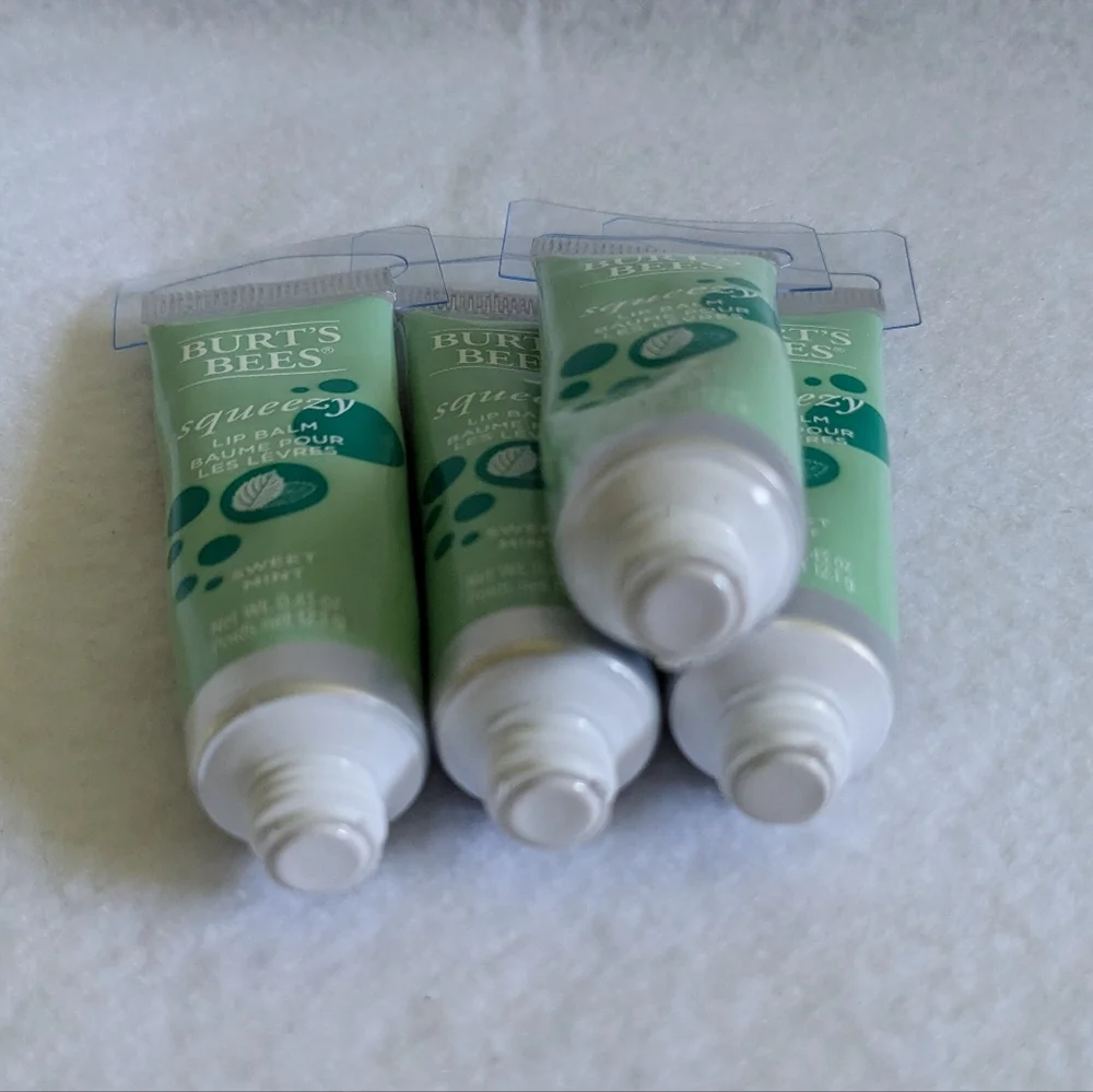 (4) Burt's Bees Squeezy Lip Balm Sweet Mint NEW SEALED HTF